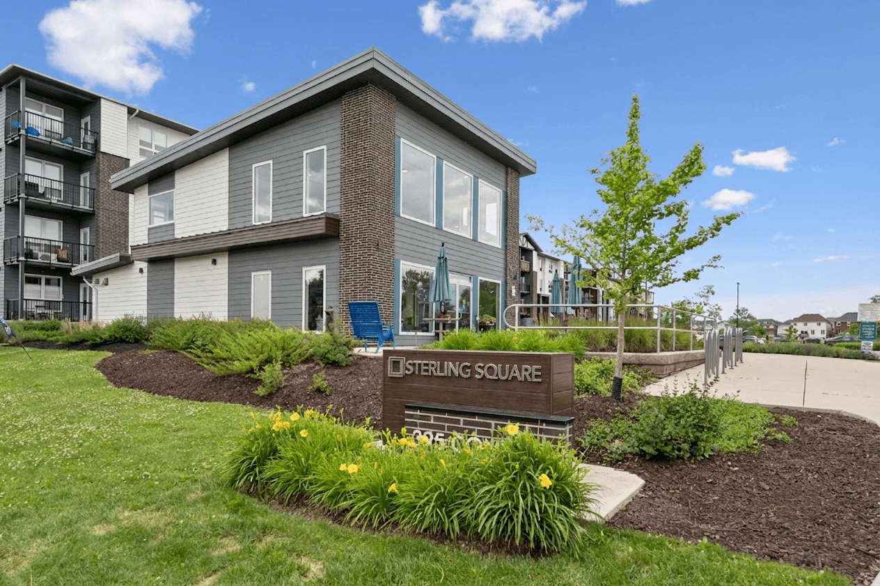 Sterling Square is a residential area with modern houses and landscaped gardens.